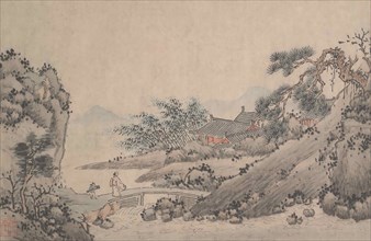 Landscape with Man Crossing Bridge. Creator: Shen Zhou.