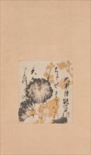 Poem by Onakatomi Yoshinobu with Underpainting of Hollyhocks , early 17th century. Creators: Shokado Shojo, Unknown.