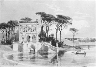 Italian Lake Scene with Villa (from Cropsey Album), 1849. Creator: Carl Friedrich Heinrich Werner.