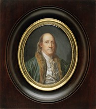 Benjamin Franklin (1706-1790), after a Painting by Greuze of 1777, 1777. Creators: Charles Paul Jérôme de Bréa, Benjamin Franklin.