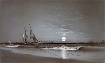 Entrance to Harbor?Moonlight, 1881. Creator: David Johnson Kennedy.