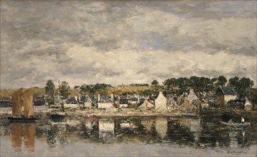 Village by a River, probably 1867. Creator: Eugene Louis Boudin.