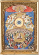 Manuscript Leaf with Adoration of the Holy Name, from a Book of Hours, after 1530 (?). Creator: Influence of Simon Bening (Netherlandish, Ghent (?) 1483/84-1561 Bruges).