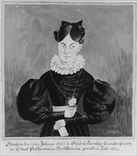 Portrait and Birth Record of Mahala Wechter, 1833. Creator: Jacob Maentel.