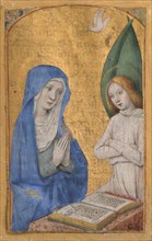 Manuscript Leaf with the Annunciation from a Book of Hours, ca. 1485-90. Creator: Jean Bourdichon.