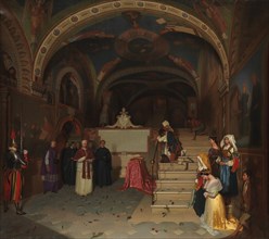 Pope Gregory XVI Visiting the Church of San Benedetto at Subiaco, 1843. Creator: Jean-François Montessuy.