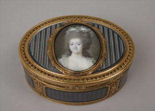 Snuffbox with portrait of a woman, 1773-74, miniature ca. 1778-80. Creator: Joseph Etienne Blerzy.