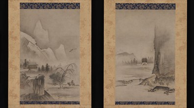 Two Views from the Eight Views of the Xiao and Xiang Rivers, early 16th century. Creator: Kantei.