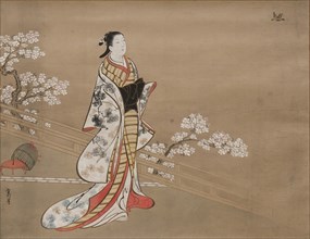 Parody of Murasaki, from "Lavender" (Wakamurasaki), chapter 5 of the Tale of Genji, 18th century. Creator: Kawamata Tsuneyuki.