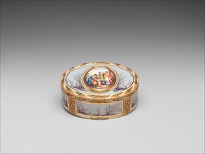 Snuffbox with Ulysses discovering Achilles and harbor scenes, ca. 1780. Creator: Les Frères Souchay.