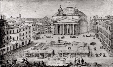 View of the Pantheon, Rome, early 1670s. Creator: Lievin Cruyl.