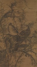 Two hawks in a thicket, mid- 15th century. Creator: Lin Liang.