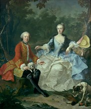 Count Giacomo Durazzo (1717-1794) in the Guise of a Huntsman with His Wife..., prob early 1760s. Creator: Martin van Meytens.