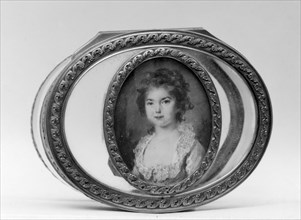 Box with portrait of a young girl with the initials DE, 1775-76. Creator: Peter Adolf Hall.