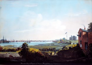 View of the City of New York and the Marine Hospital Taken from Wallabout. Creator: Nicolino Calyo.