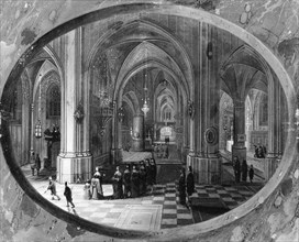 Interior of a Gothic Church at Night, probably ca. 1635-40. Creator: Peeter Neeffs the Elder.