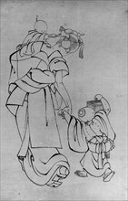 Mother and Children in Summer Night, 18th-19th century. Creator: School of Katsushika Hokusai.