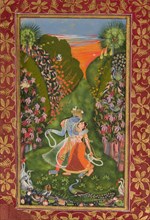 Radha and Krishna Walk in a Flowering Grove (recto); Krishna Fluting (verso), c1720 (r); c1750-75 (v Creator: Kota Master.