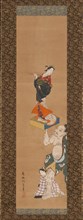 The Warrior Asahina Yoshihide Lifting a Puppet of a Courtesan on a Go Board , mid-18th century. Creator: Torii Kiyoshige.