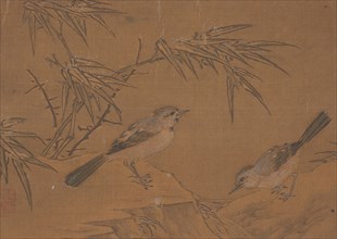 Two Birds and Bamboo Plant. Creator: Unknown.