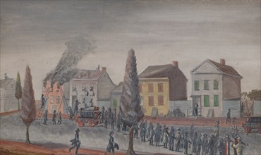 Fighting a Fire, 1870s. Creator: William P. Chappel.