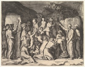 Moses Telling the Israelites to Gather the Manna and Moses Striking the Rock. Creator: Giulio Bonasone.