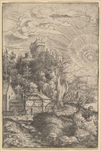 Landscape with a Castle Perched on a Rock, 1553. Creator: Hans Sebald Lautensack.