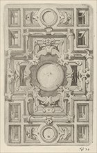 Design for a Ceiling with Strapwork and a Cross-shaped Center, 1609. Creator: Hans Jakbob Ebelmann.