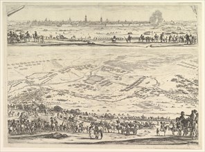 Plan and view of the siege of Arras: lower part of the plate with a topographical view wit..., 1641. Creator: Stefano della Bella.