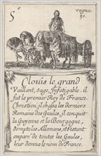 Clovis le grand / Vaillant, sage..., from 'Game of the Kings of France' (Jeu des Rois de F..., 1644. Creator: Stefano della Bella.