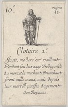 Clotaire 2.-e / Juste, moderé..., from 'Game of the Kings of France' (Jeu des Rois de Fran..., 1644. Creator: Stefano della Bella.