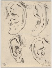 Plate 5: four ears, from 'The Book for Learning to Draw'