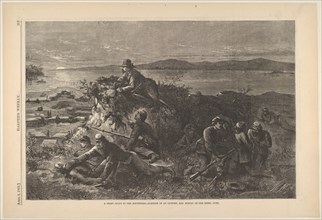 A Night Scout in the Southwest - Surprise of an Outpost, and Survey of the Rebel ..., April 4, 1863. Creator: Thomas Nast.