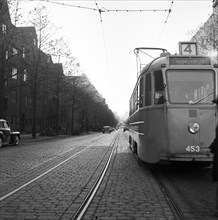 Odengatan with 4th tram, Vaxholm, Sweden, October 1950. Creator: Unknown.