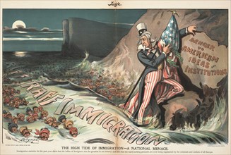 The High Tide of Immigration - A National Menace. Judge Magazine, August 22, 1903, 1903. Creator: Dalrymple, Louis (1866-1905).