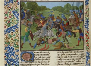 Battle between Turks under Sultan Murad I and Serbs, ca 1470-1475. Creator: Anonymous.