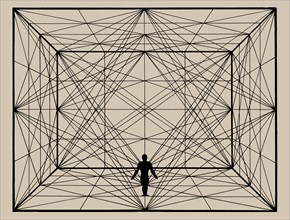 Figure in Space with Plane Geometry and spatial Delineations, 1924-1925. Creator: Schlemmer, Oskar