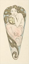 Projet de miniature pour pendentif d'une grande agrafe de corsage, c. 1900. Creator: Mucha, Alfons Marie