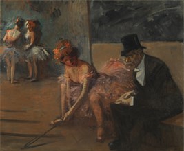 Danseuse et admirateur derrière la scène . Creator: Forain, Jean-Louis (1852-1931).