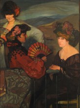 Spanish women and an English woman on the balcony, 1900s. Creator: Zuloaga y Zabaleto, Ignacio