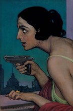 Woman With Gun, 1925. Creator: Romero de Torres, Julio