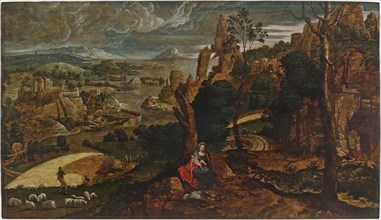 Landscape with the Rest on the Flight into Egypt, 1540-1545. Creator: Cock, Matthijs
