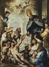 Saint Thomas of Villanova Giving Alms to the Poor, ca 1658. Creator: Giordano, Luca (1632-1705).