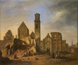 View of St Michael's Abbey in Antwerp after the fire of October 27, 1830, 1830. Creator: Brée, Philippe Jacques van (1786-1871).