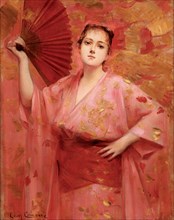 Georges Achille-Fould in Japanese dress, ca 1885. Creator: Comerre, Léon-François (1850-1916).