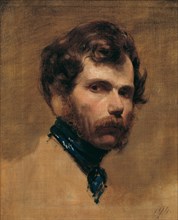 Self-Portrait with a blue necker. Creator: Amerling, Friedrich Ritter von