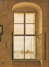 View from the window of the artist's studio, right window, 1805-1806. Creator: Friedrich, Caspar David