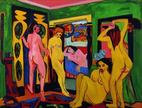 Bathers in a room, 1909-after 1926. Creator: Kirchner, Ernst Ludwig