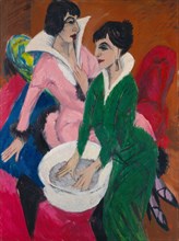 Two Women by a Sink. The Sisters, 1913. Creator: Kirchner, Ernst Ludwig