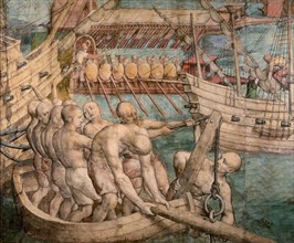 Galley slaves. Detail from: Emperor Charles V Captures Tunis
